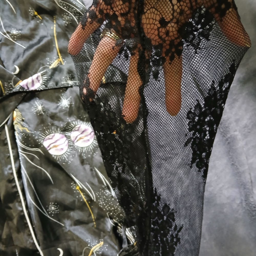 Planet Print Contrast Belted Robe - Picture 5 of 5